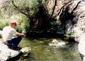 Bob with Bo at a pond